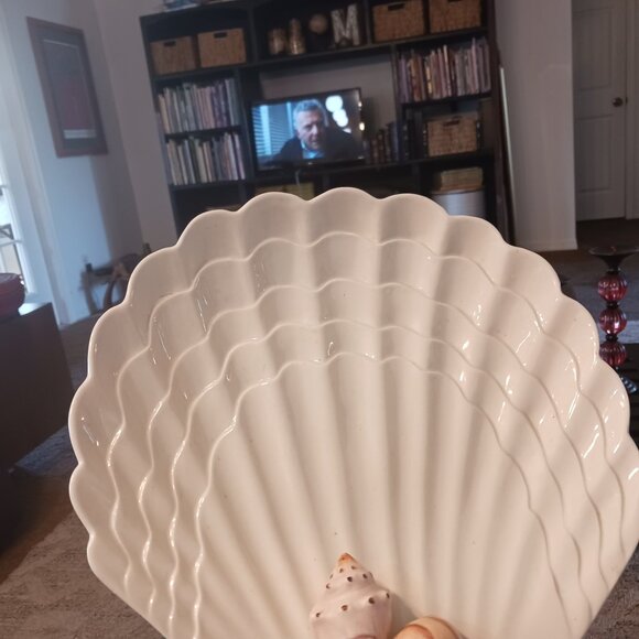 Vintage Scallop Clam Shell dish Ceramica De Cuernavaca Mexico 12.5" x 10" - Picture 2 of 6
